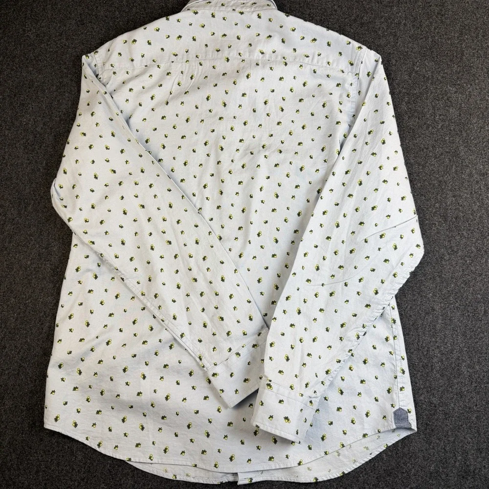 Banana‎ Republic Oxford Untucked Fit Men's L Blue Button Front Shirt Lemon Print